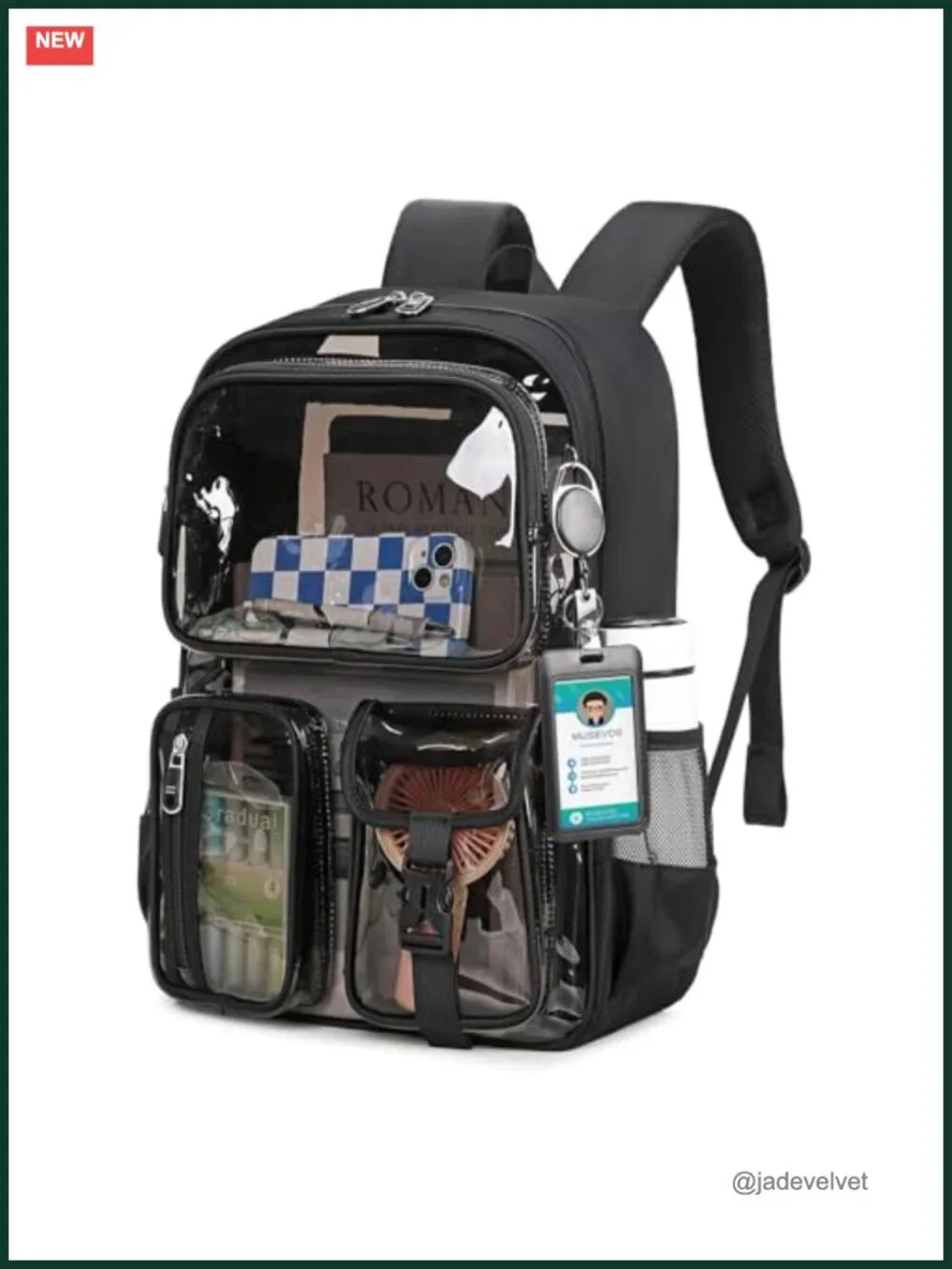 Clear Heavy Duty Backpack with ID Holder for School